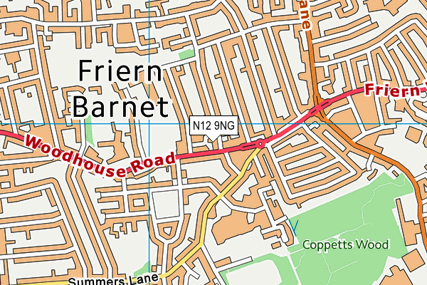 N12 9NG map - OS VectorMap District (Ordnance Survey)