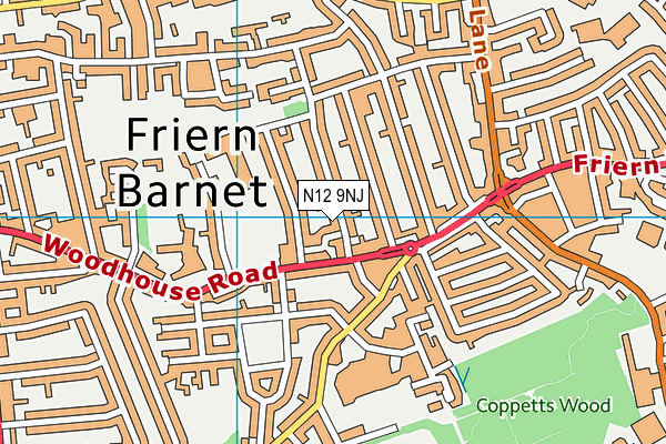 N12 9NJ map - OS VectorMap District (Ordnance Survey)