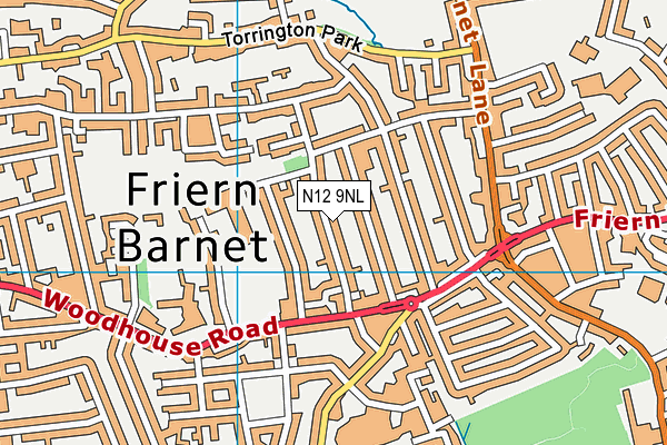 N12 9NL map - OS VectorMap District (Ordnance Survey)