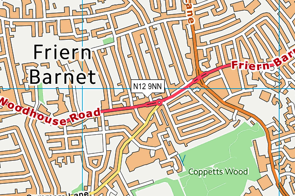 N12 9NN map - OS VectorMap District (Ordnance Survey)