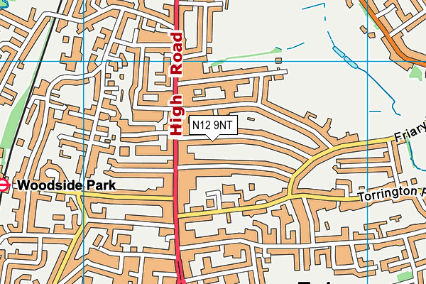 N12 9NT map - OS VectorMap District (Ordnance Survey)