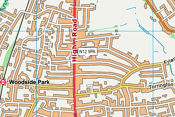 N12 9PA map - OS VectorMap District (Ordnance Survey)