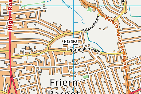 N12 9PJ map - OS VectorMap District (Ordnance Survey)