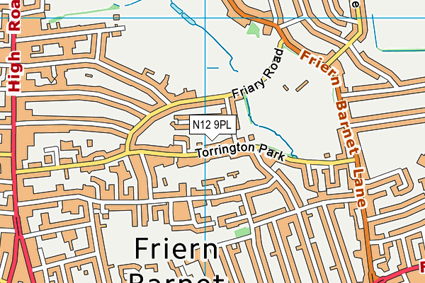 N12 9PL map - OS VectorMap District (Ordnance Survey)