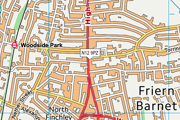 N12 9PZ map - OS VectorMap District (Ordnance Survey)