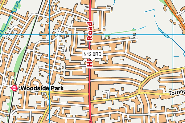 N12 9RD map - OS VectorMap District (Ordnance Survey)