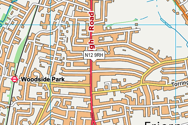 N12 9RH map - OS VectorMap District (Ordnance Survey)