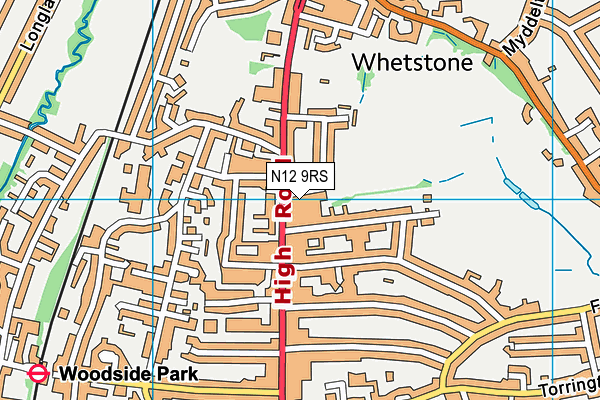 N12 9RS map - OS VectorMap District (Ordnance Survey)