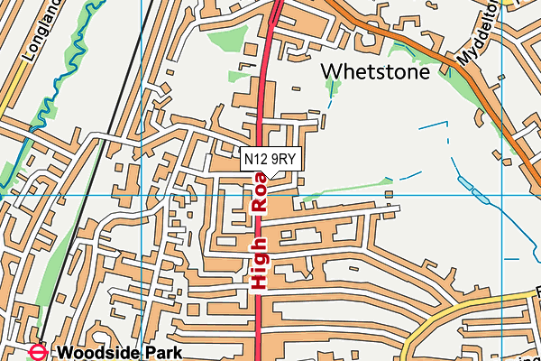 N12 9RY map - OS VectorMap District (Ordnance Survey)