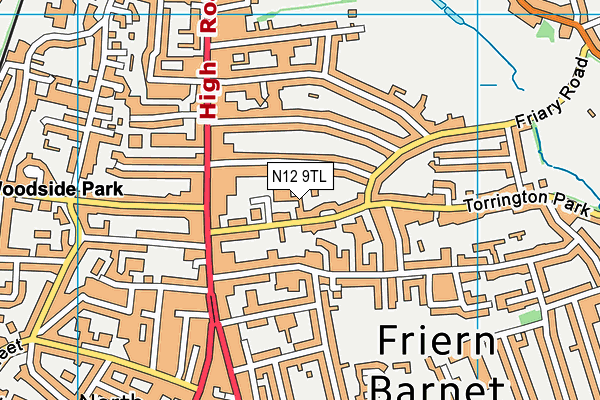 N12 9TL map - OS VectorMap District (Ordnance Survey)