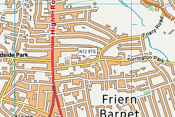 N12 9TS map - OS VectorMap District (Ordnance Survey)