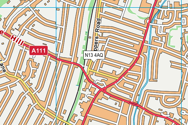 N13 4AQ map - OS VectorMap District (Ordnance Survey)