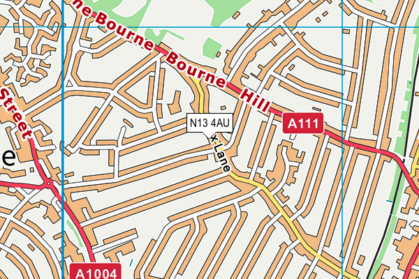 N13 4AU map - OS VectorMap District (Ordnance Survey)