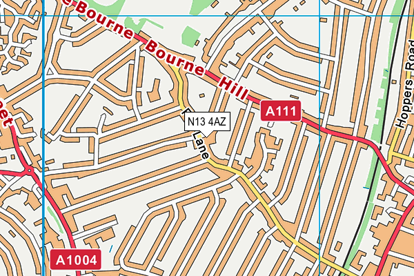 N13 4AZ map - OS VectorMap District (Ordnance Survey)