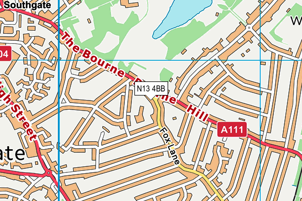 N13 4BB map - OS VectorMap District (Ordnance Survey)