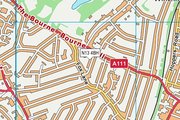 N13 4BH map - OS VectorMap District (Ordnance Survey)