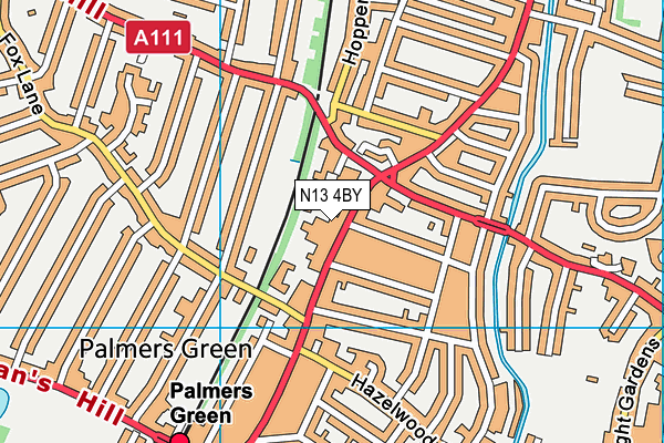 N13 4BY map - OS VectorMap District (Ordnance Survey)