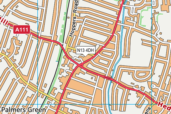 N13 4DH map - OS VectorMap District (Ordnance Survey)