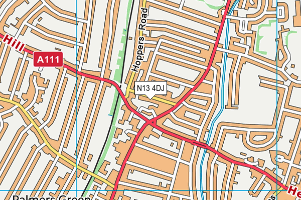 N13 4DJ map - OS VectorMap District (Ordnance Survey)