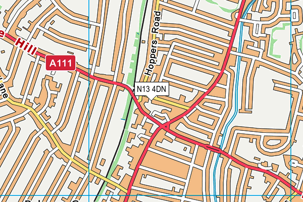 N13 4DN map - OS VectorMap District (Ordnance Survey)