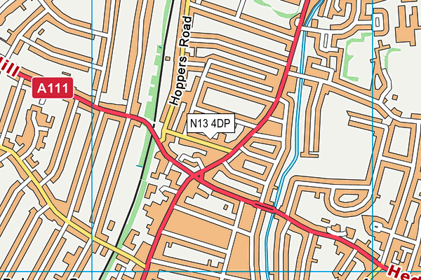 N13 4DP map - OS VectorMap District (Ordnance Survey)