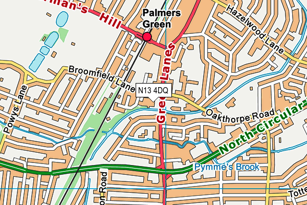 N13 4DQ map - OS VectorMap District (Ordnance Survey)