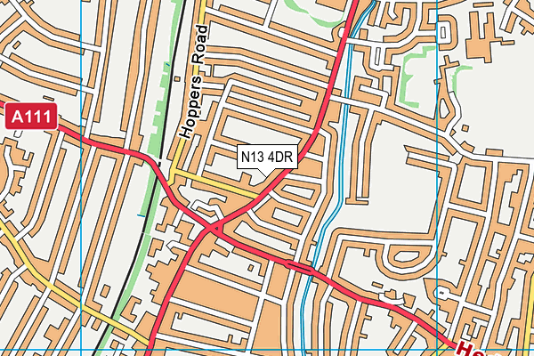 N13 4DR map - OS VectorMap District (Ordnance Survey)