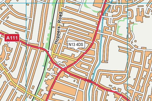 N13 4DS map - OS VectorMap District (Ordnance Survey)