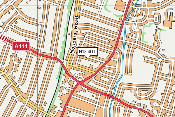N13 4DT map - OS VectorMap District (Ordnance Survey)