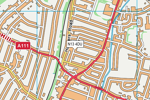 N13 4DU map - OS VectorMap District (Ordnance Survey)