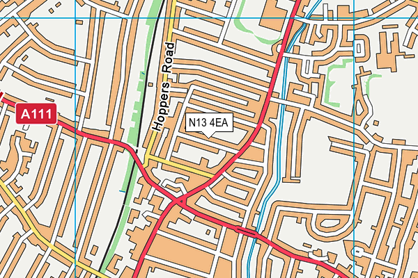 N13 4EA map - OS VectorMap District (Ordnance Survey)