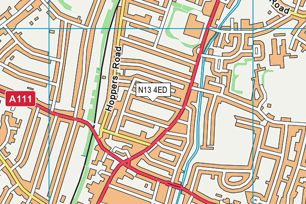 N13 4ED map - OS VectorMap District (Ordnance Survey)