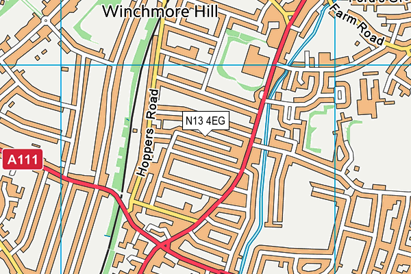 N13 4EG map - OS VectorMap District (Ordnance Survey)