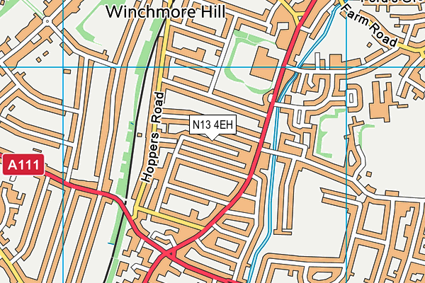 N13 4EH map - OS VectorMap District (Ordnance Survey)
