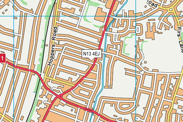 N13 4EJ map - OS VectorMap District (Ordnance Survey)