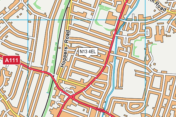 N13 4EL map - OS VectorMap District (Ordnance Survey)