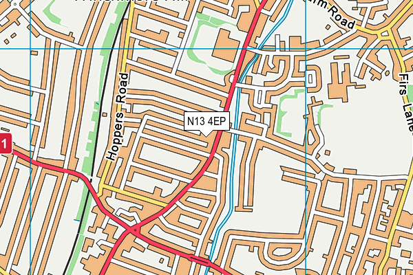 N13 4EP map - OS VectorMap District (Ordnance Survey)