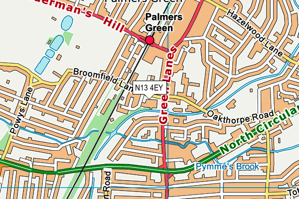 N13 4EY map - OS VectorMap District (Ordnance Survey)