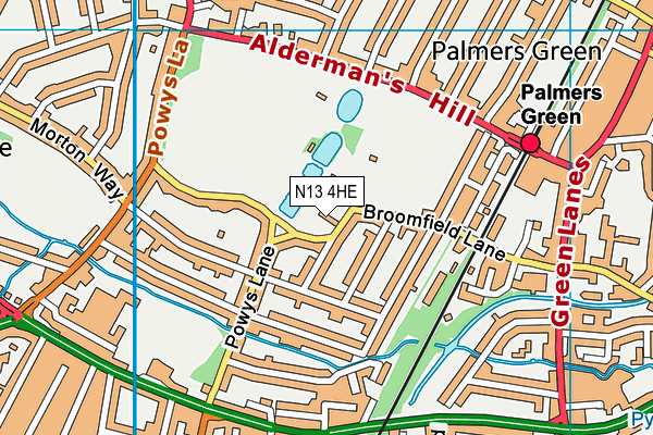 Broomfield Park map (N13 4HE) - OS VectorMap District (Ordnance Survey)