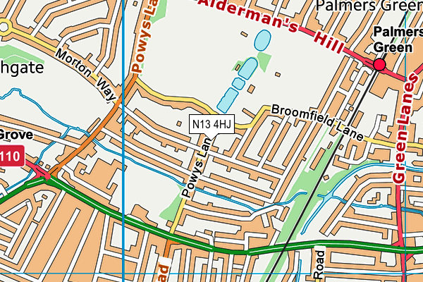 N13 4HJ map - OS VectorMap District (Ordnance Survey)