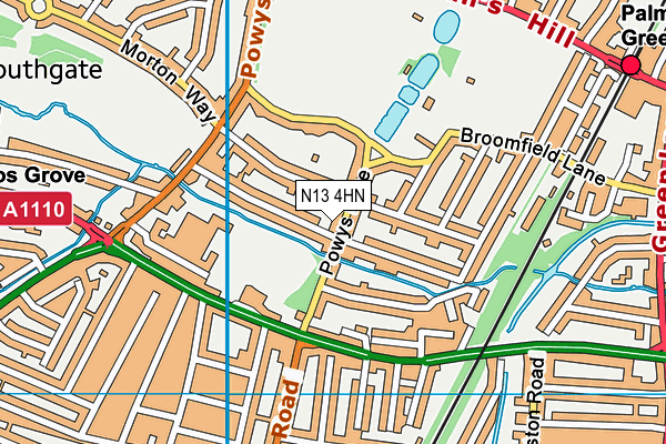 N13 4HN map - OS VectorMap District (Ordnance Survey)