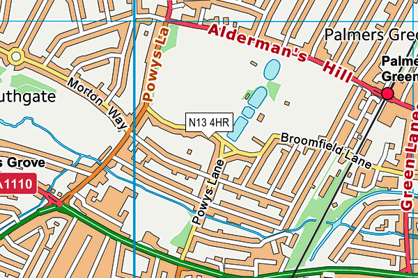 N13 4HR map - OS VectorMap District (Ordnance Survey)