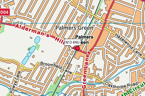 N13 4HU map - OS VectorMap District (Ordnance Survey)