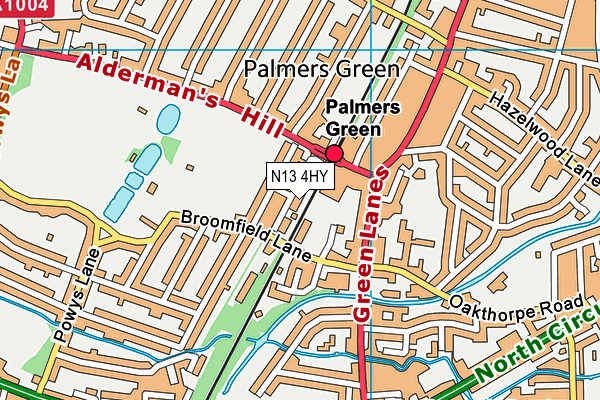 N13 4HY map - OS VectorMap District (Ordnance Survey)