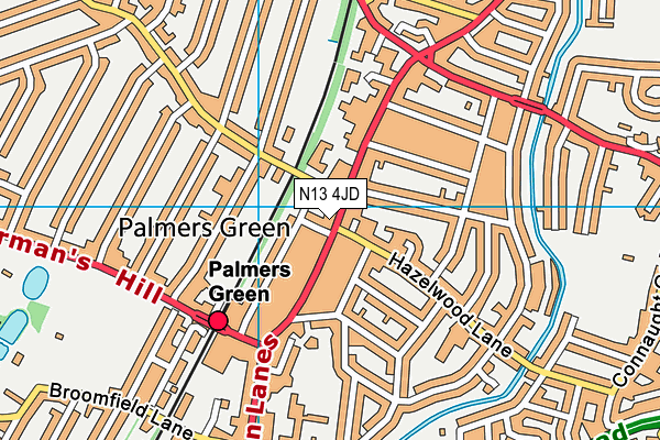 Puregym (London Palmers Green) map (N13 4JD) - OS VectorMap District (Ordnance Survey)