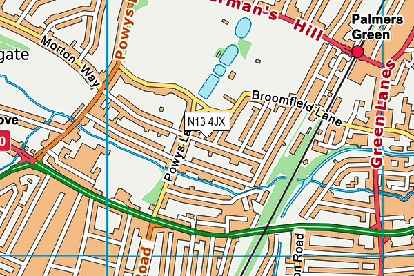 N13 4JX map - OS VectorMap District (Ordnance Survey)