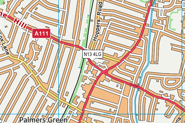 N13 4LG map - OS VectorMap District (Ordnance Survey)