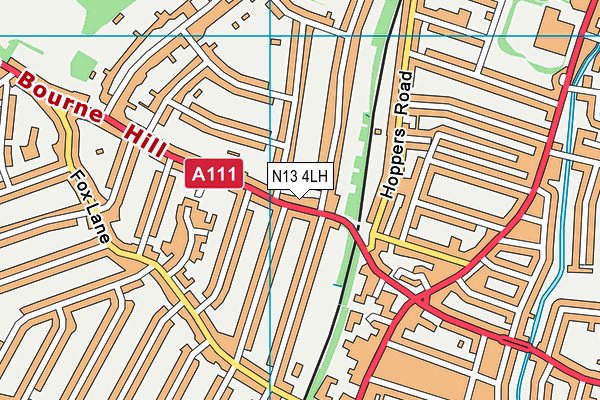 N13 4LH map - OS VectorMap District (Ordnance Survey)