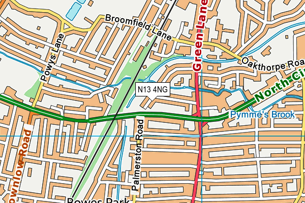 N13 4NG map - OS VectorMap District (Ordnance Survey)