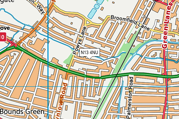 N13 4NU map - OS VectorMap District (Ordnance Survey)